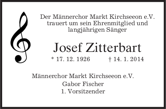 Nachruf Josef Zitterbart Nachruf Josef Zitterbart